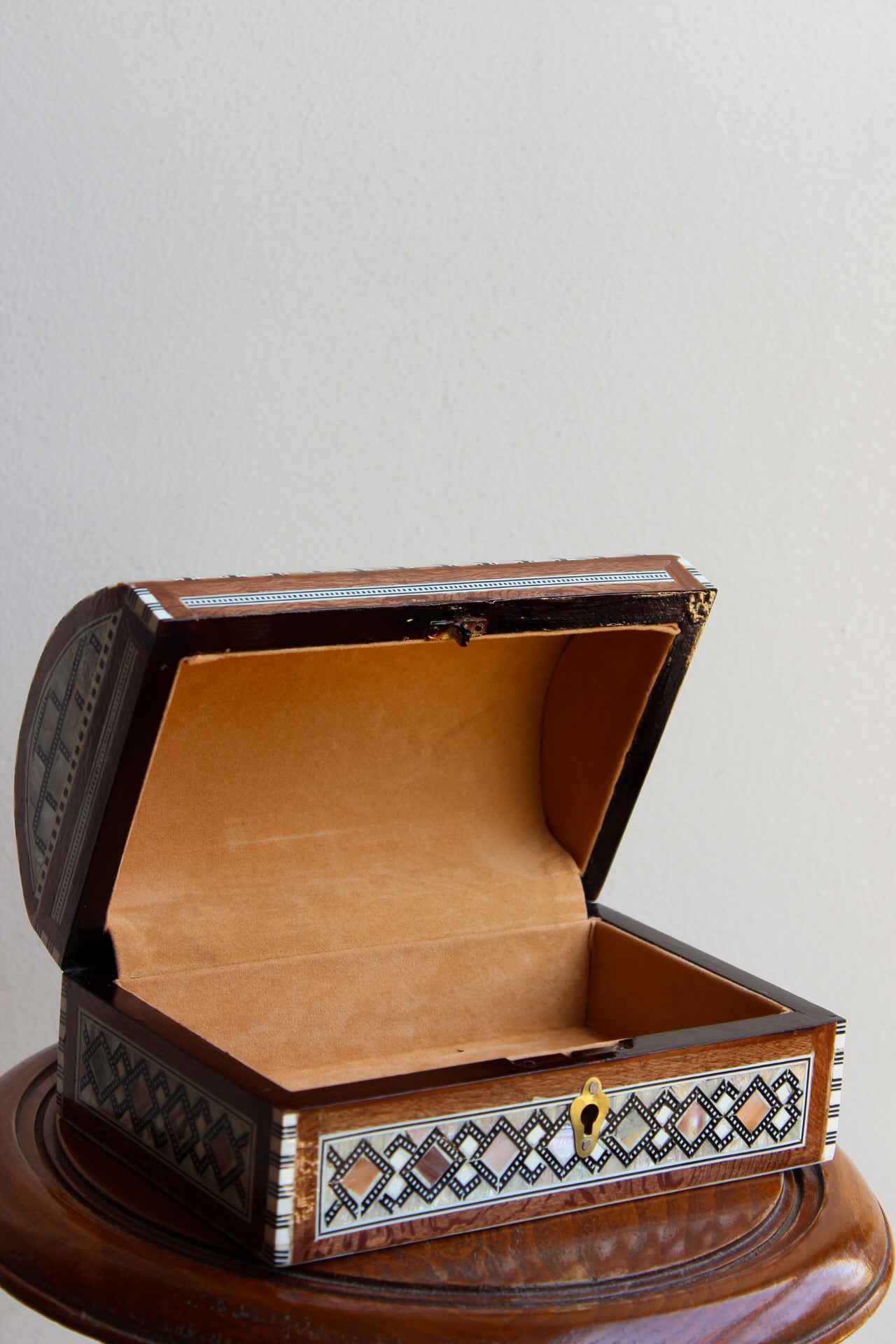 Dome-Shaped Mother of Pearl Box with Key & Lock