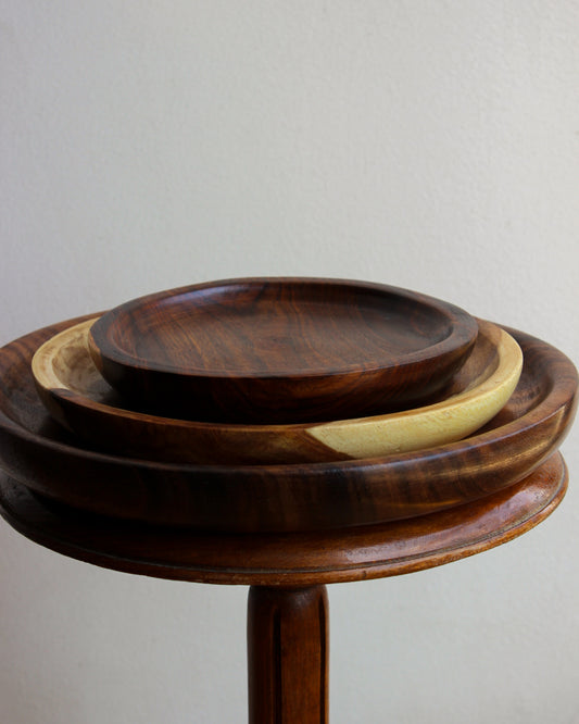 Carved Wood Plates - Set of 3