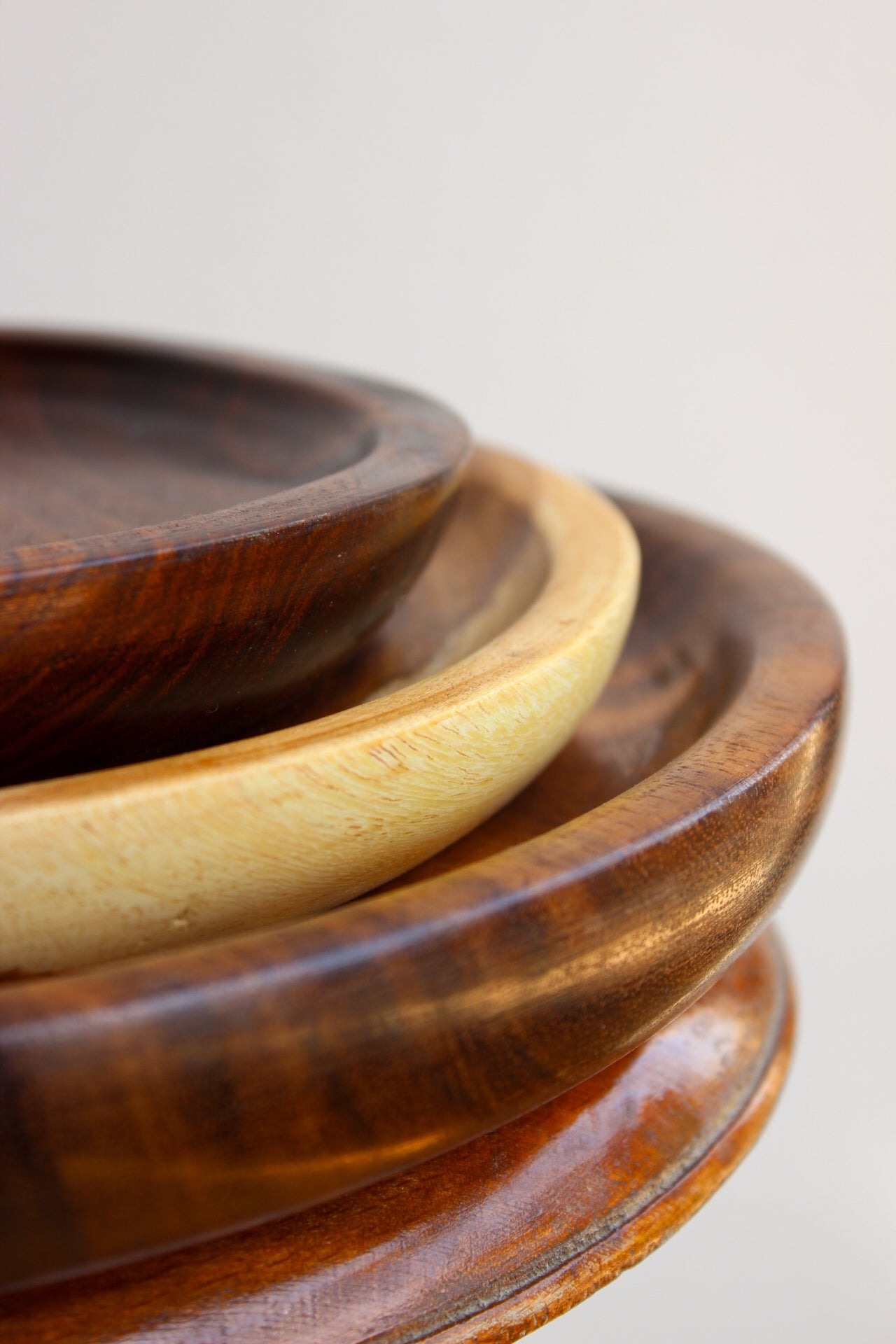 Carved Wood Plates - Set of 3