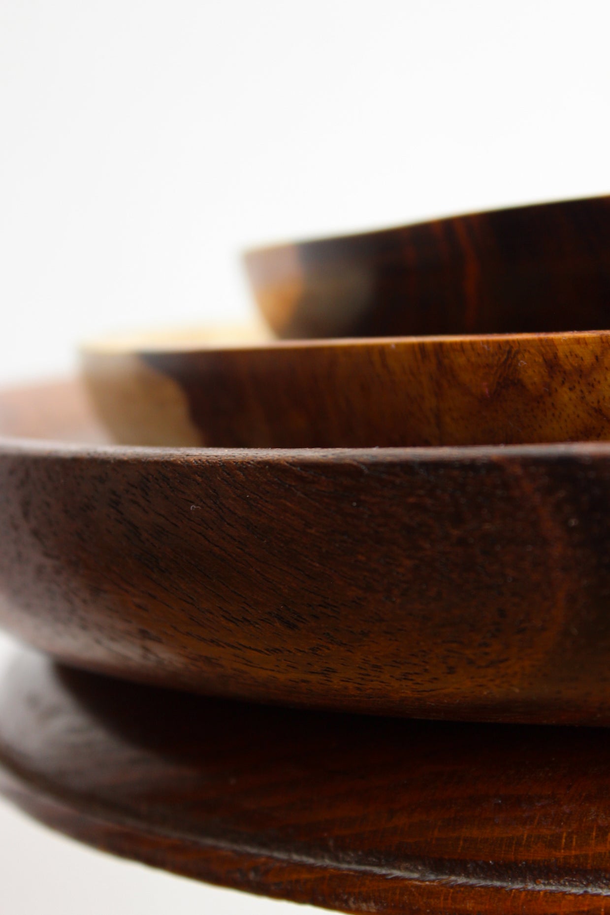 Carved Wood Plates - Set of 3